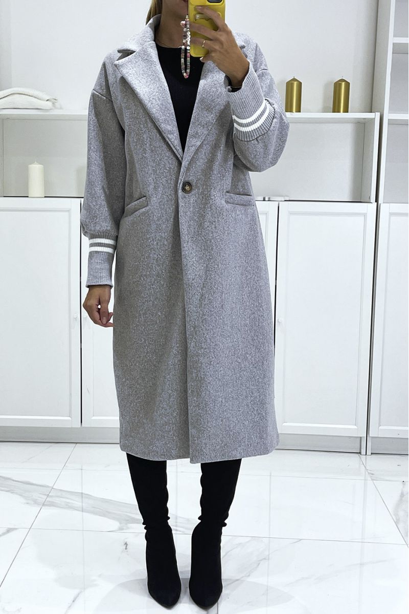 Ultra soft gray 3/4 teddy coat with tight sleeves - 3