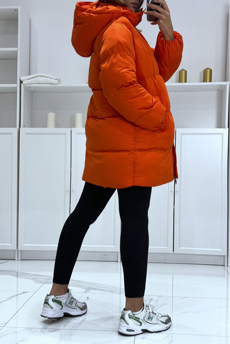 Orange bomber jacket with hood   - 4