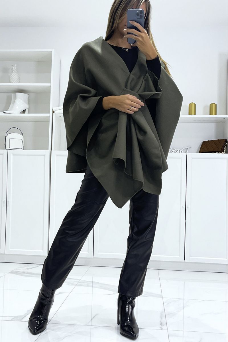 Poncho kaki over size avec fermeture réglable - 1