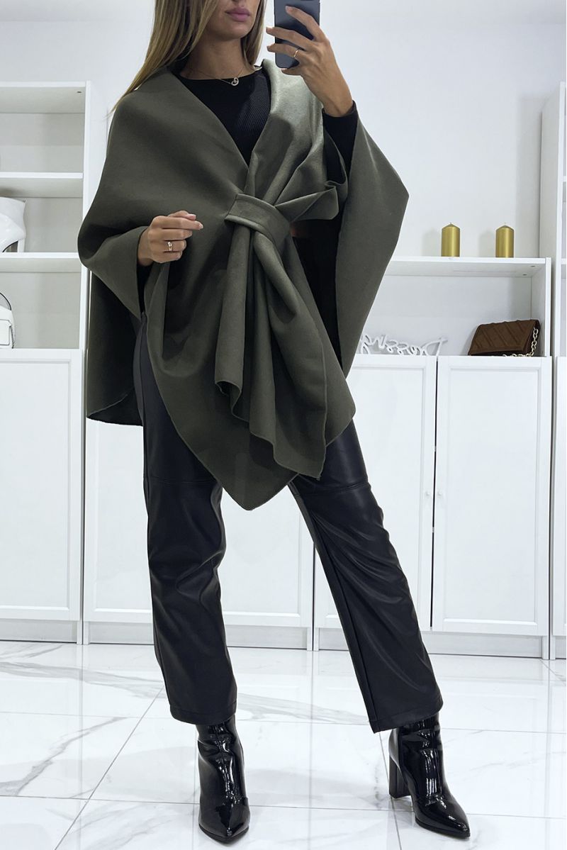 Poncho kaki over size avec fermeture réglable - 3