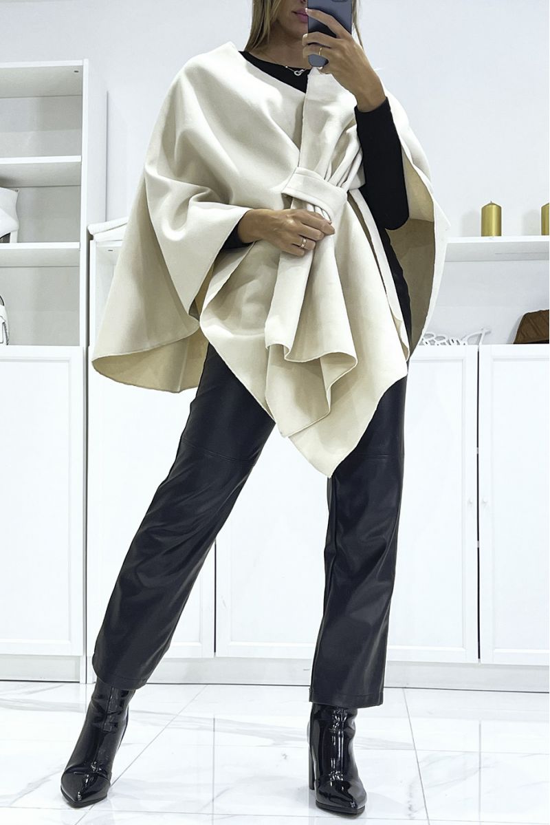 Poncho beige over size avec fermeture réglable - 1