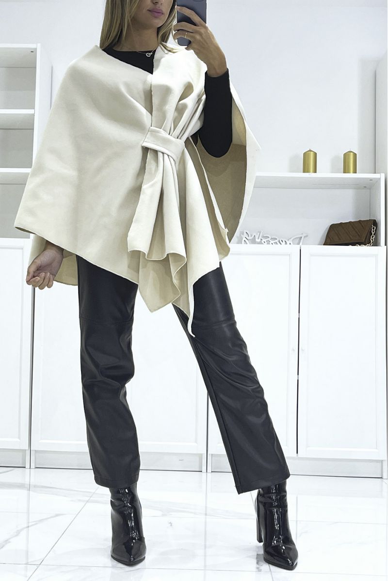 Poncho beige over size avec fermeture réglable - 2
