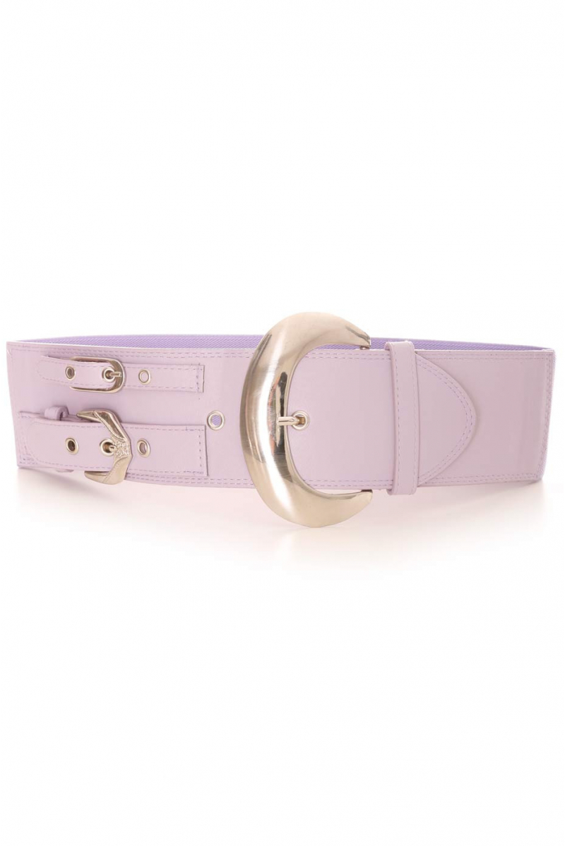 Wide purple elastic belt with silver buckle and . Accessory SG-0306 - 1
