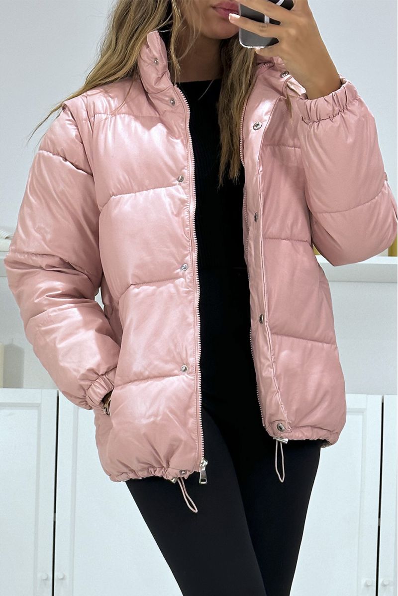 Superb pink quilted down jacket 4 in 1 - 1