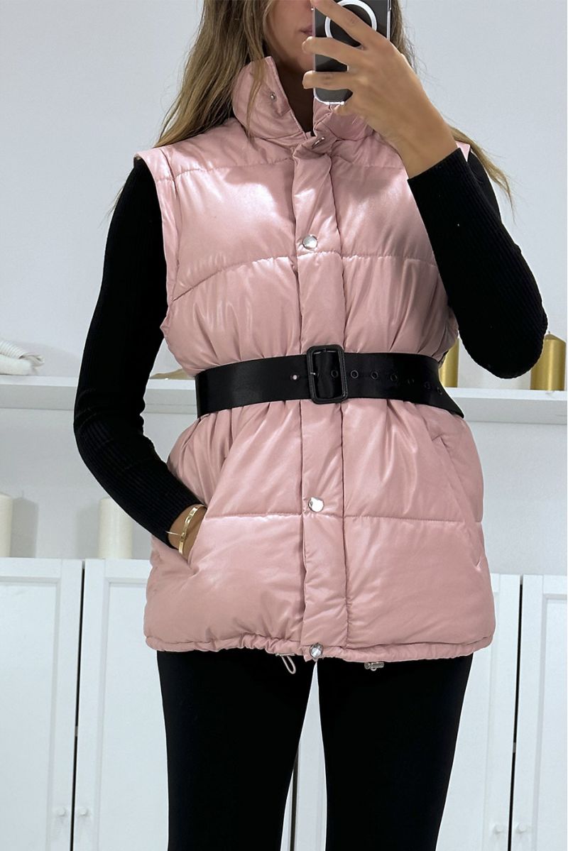 Superb pink quilted down jacket 4 in 1 - 7