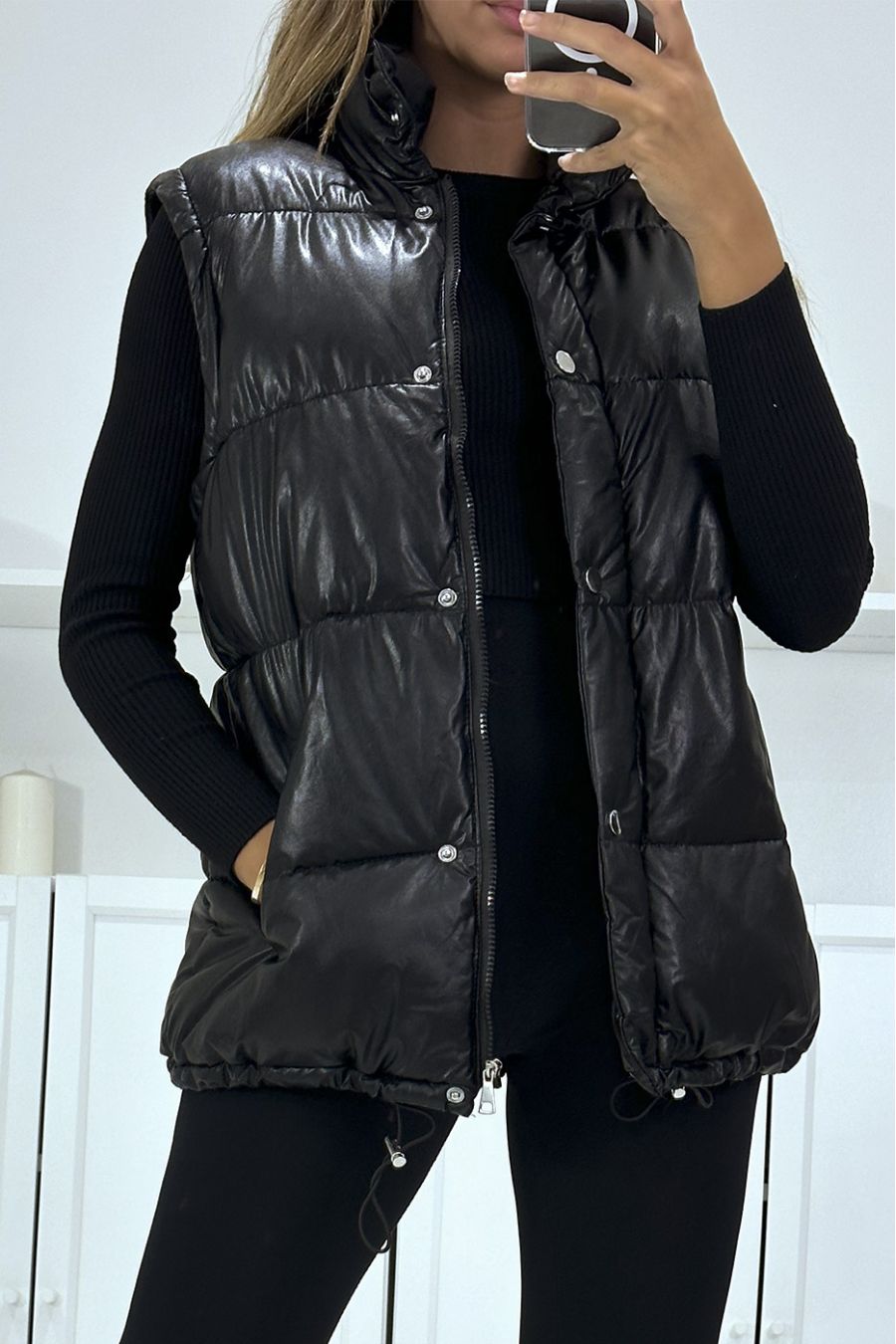 Superb black quilted down jacket 4 in 1 - 6