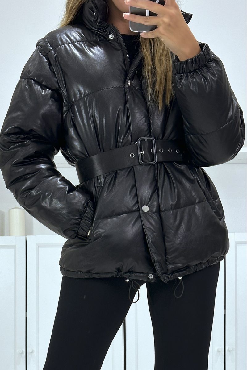 Superb black quilted down jacket 4 in 1 - 1