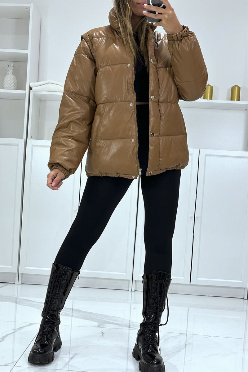Superb 4-in-1 quilted camel down jacket - 5