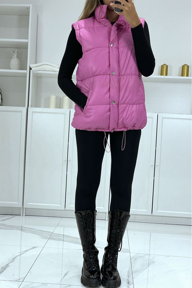 Superb fuchsia quilted 4 in 1 down jacket - 1