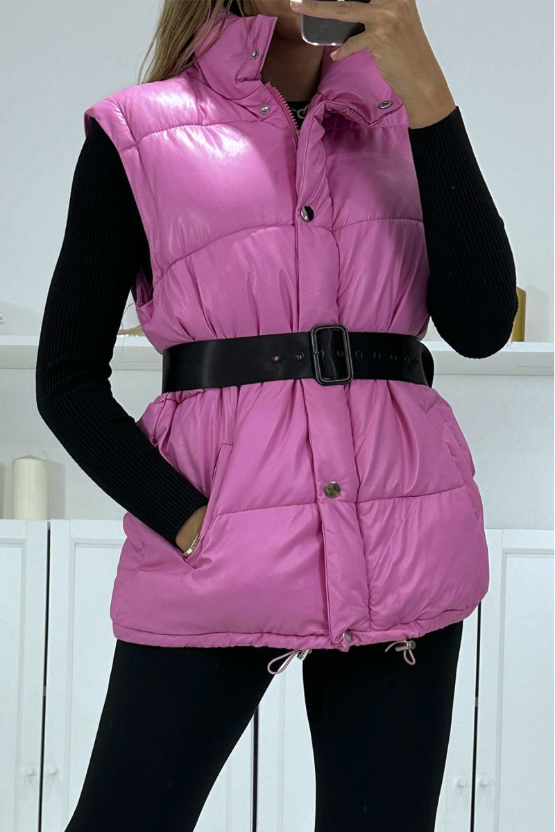 Superb fuchsia quilted 4 in 1 down jacket - 2