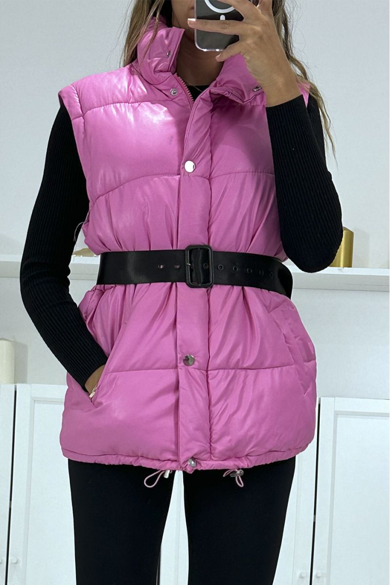 Superb fuchsia quilted 4 in 1 down jacket - 3