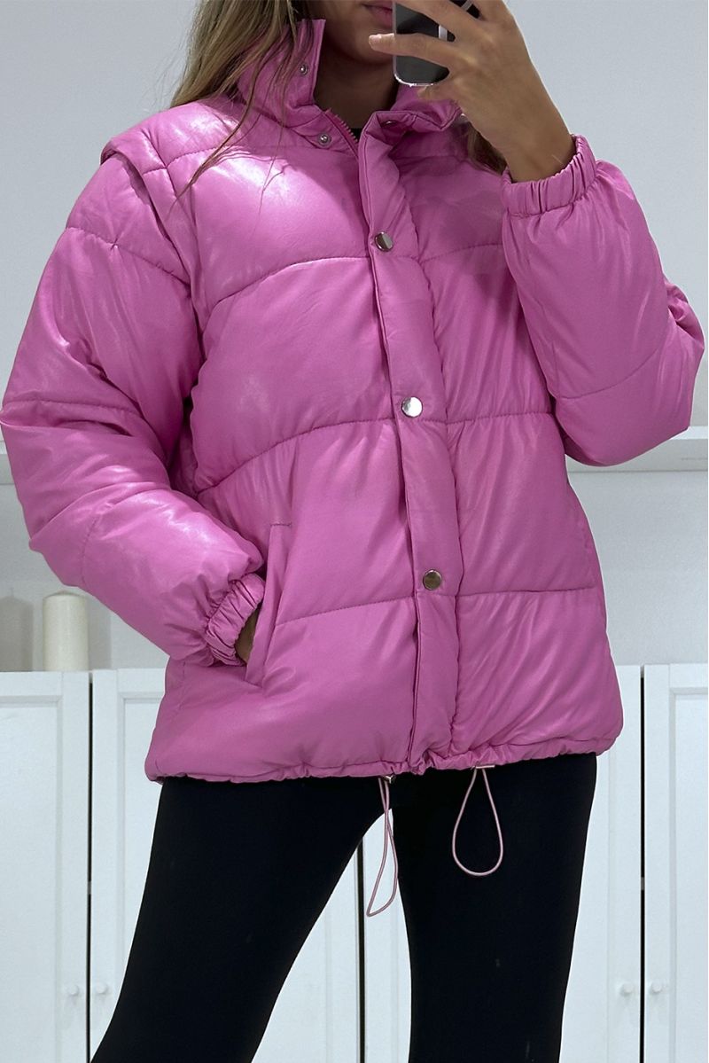 Superb fuchsia quilted 4 in 1 down jacket - 6