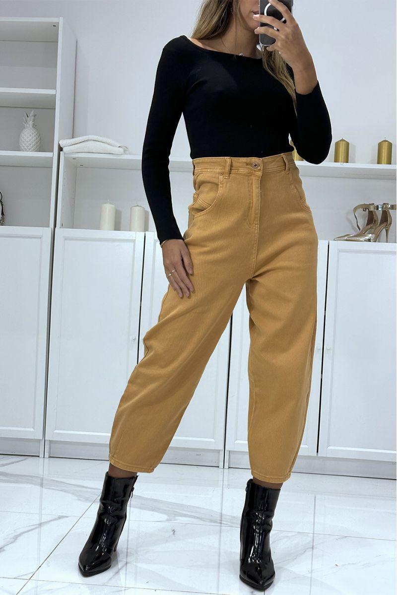 Loose mustard 3/4 and high waist jeans - 2