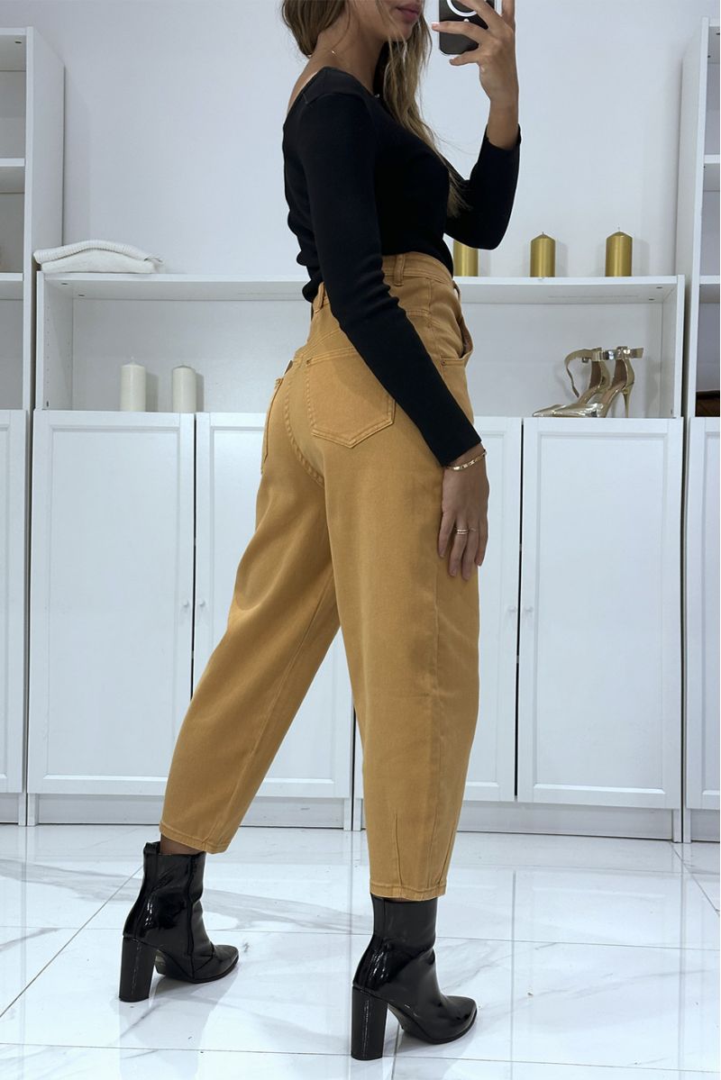 Loose mustard 3/4 and high waist jeans - 4