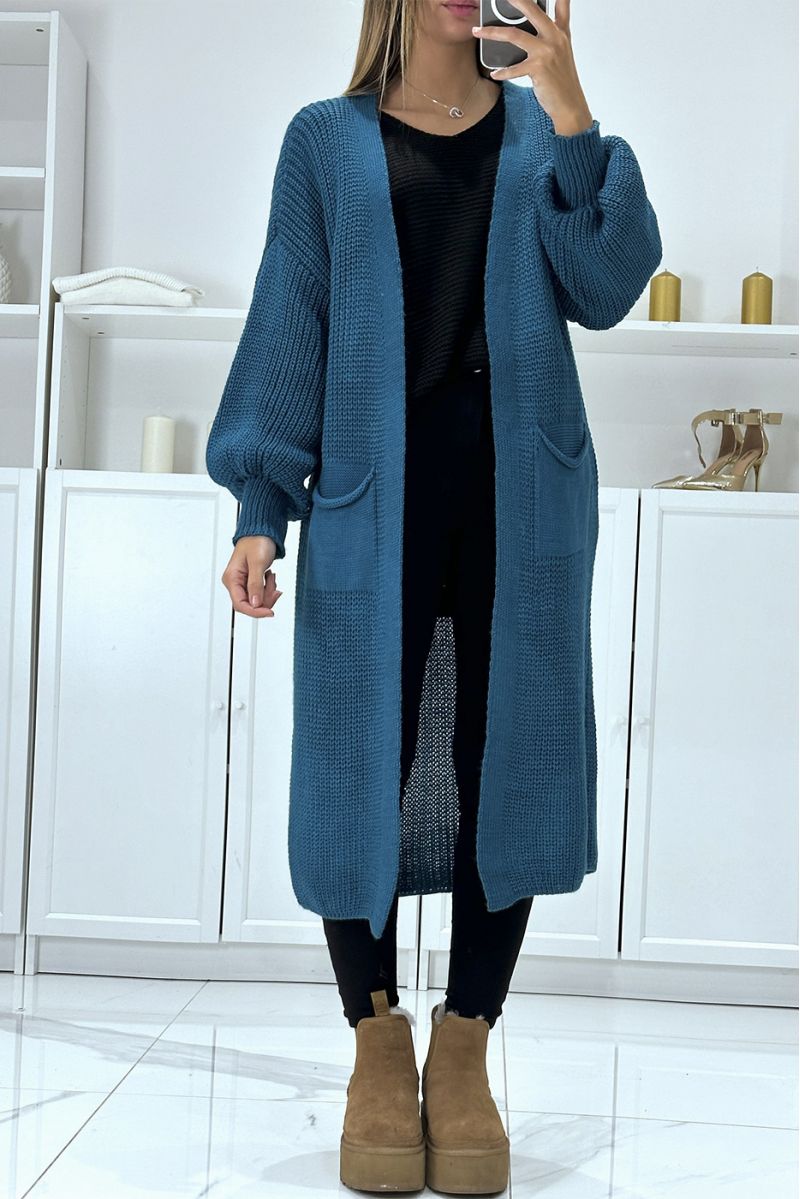 Long duck cardigan with chunky puff sleeves - 2