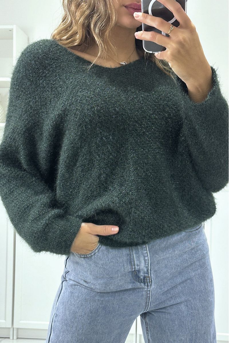 Oversized groene vleermuisvleugeltrui - 1