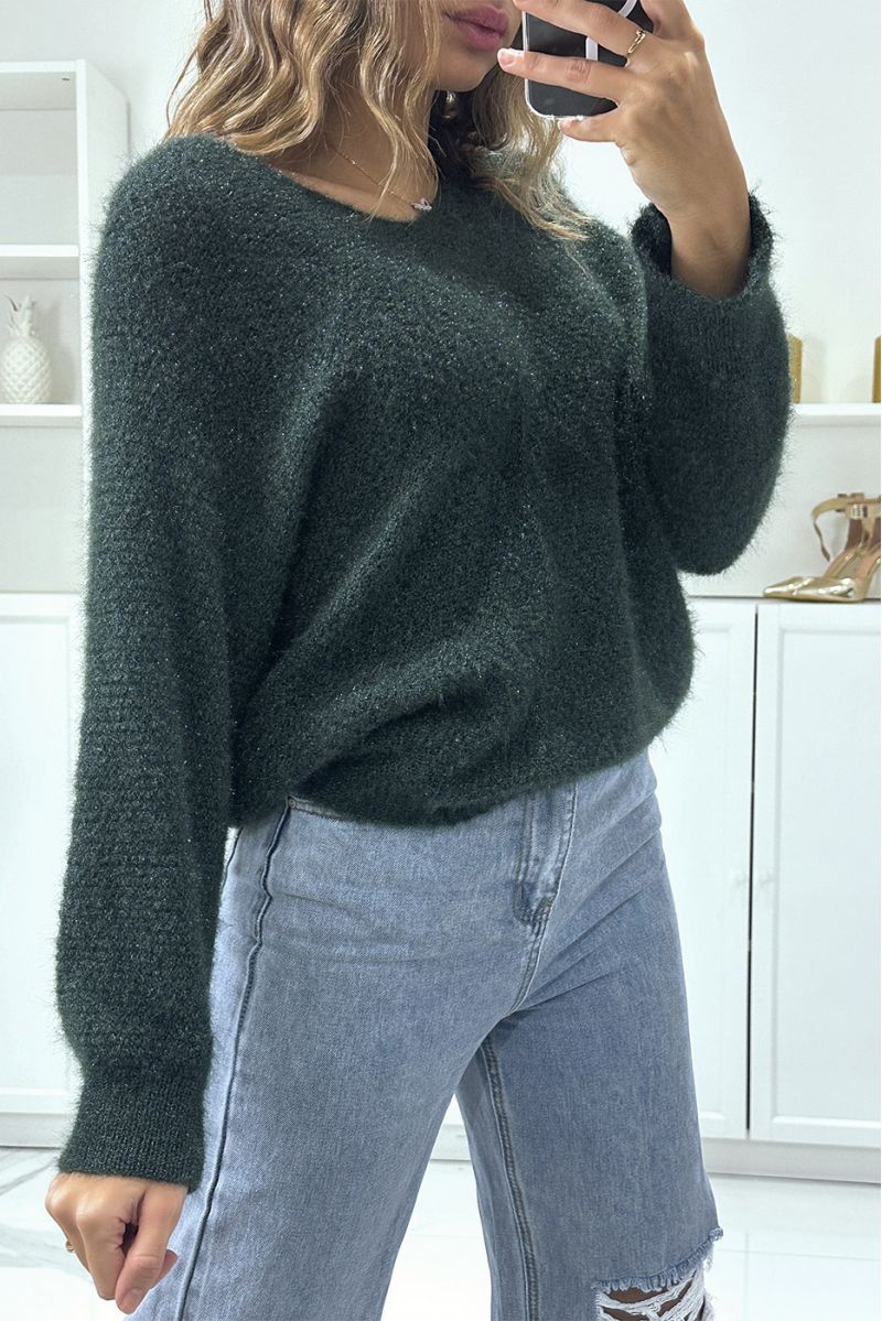 Oversized groene vleermuisvleugeltrui - 2