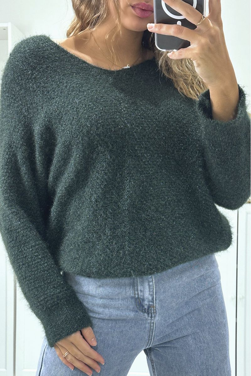 Oversized groene vleermuisvleugeltrui - 3