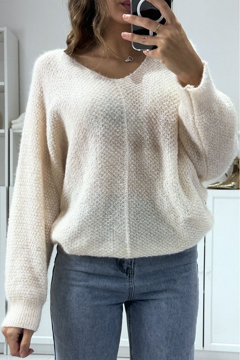 Beige over-sized batwing sweater - 1