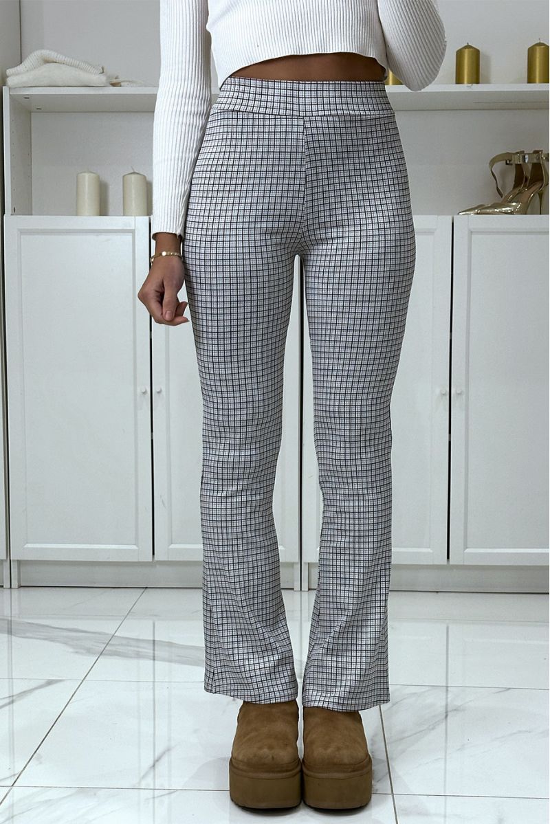 Pantalon blanc motif carreaux patte d'eph  - 1