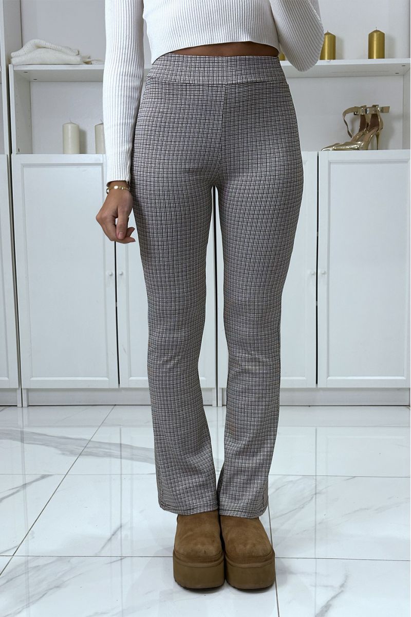 Camel check pattern eph leg trousers - 1