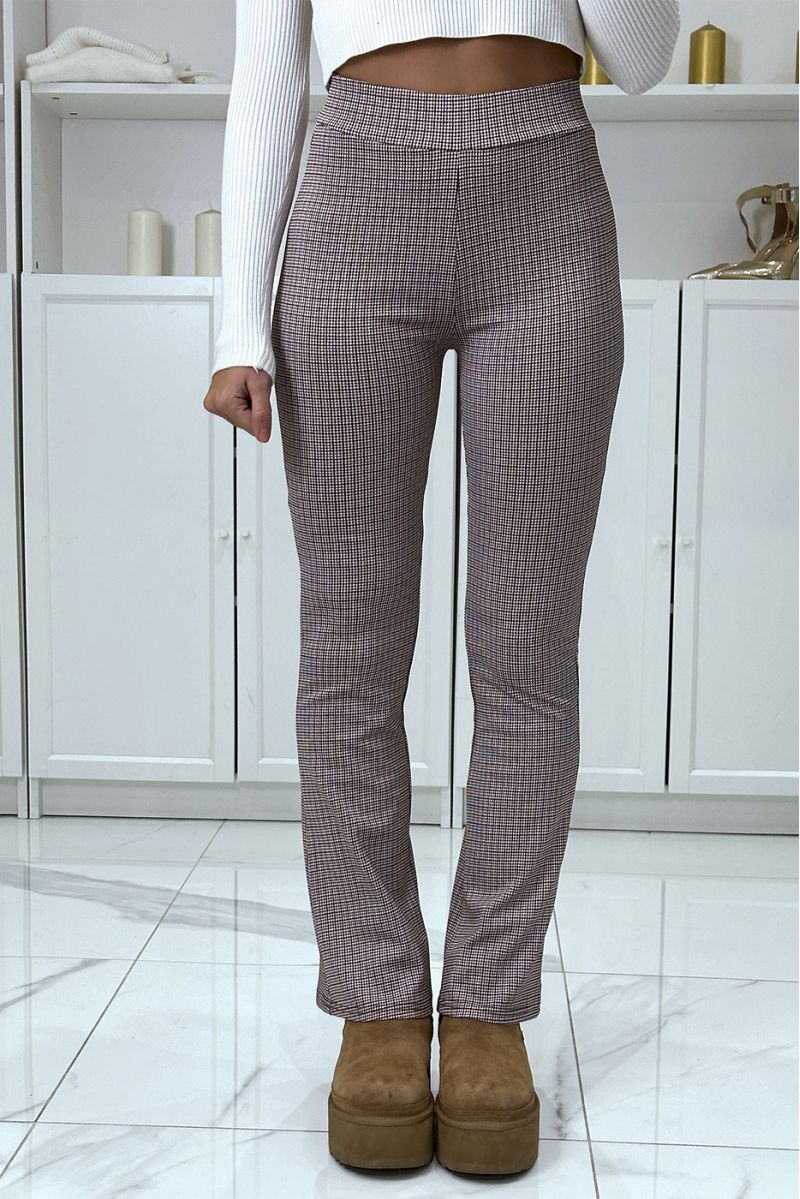 Burgundy check pattern flared trousers - 2