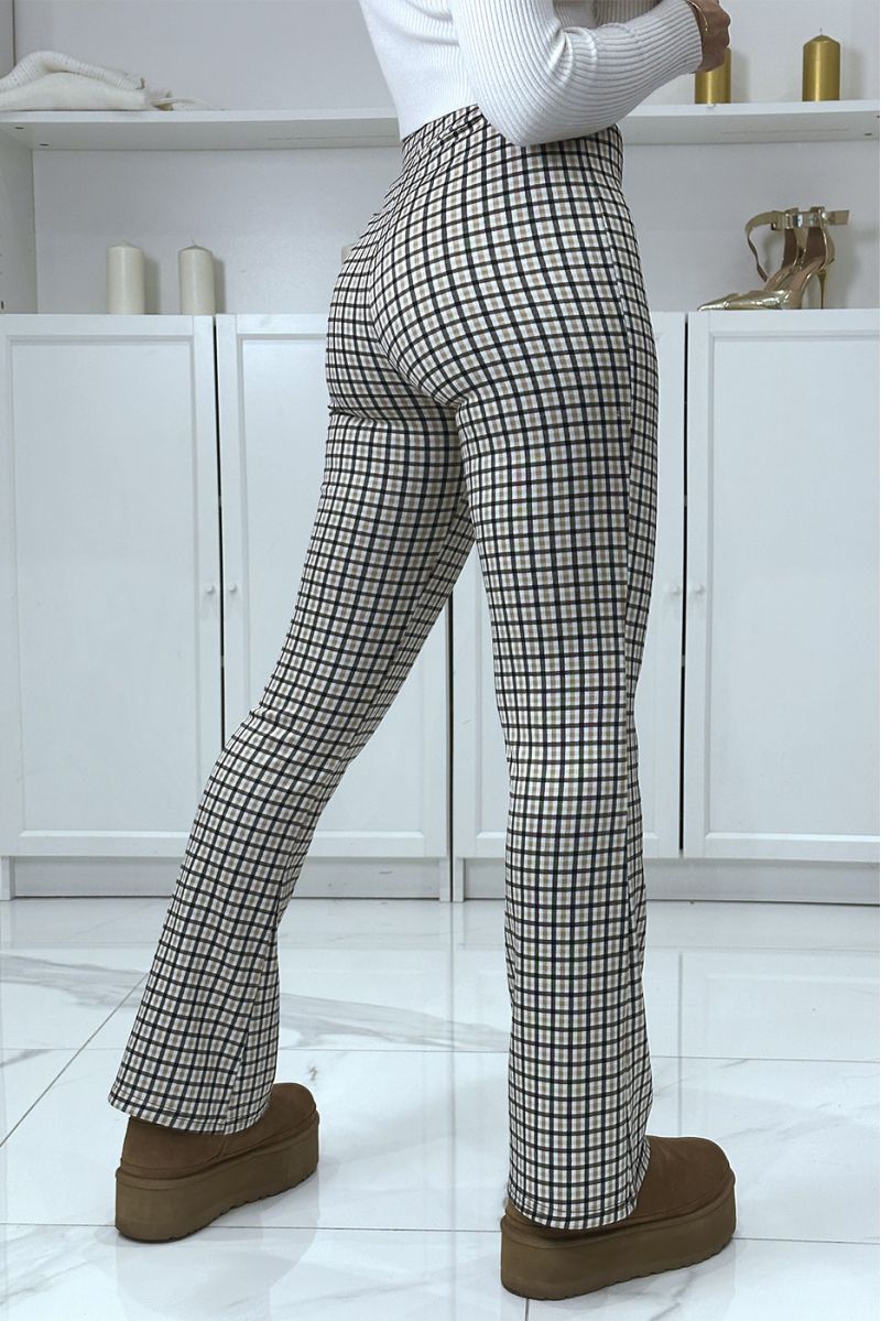 Pink plaid pattern eph leg trousers - 3