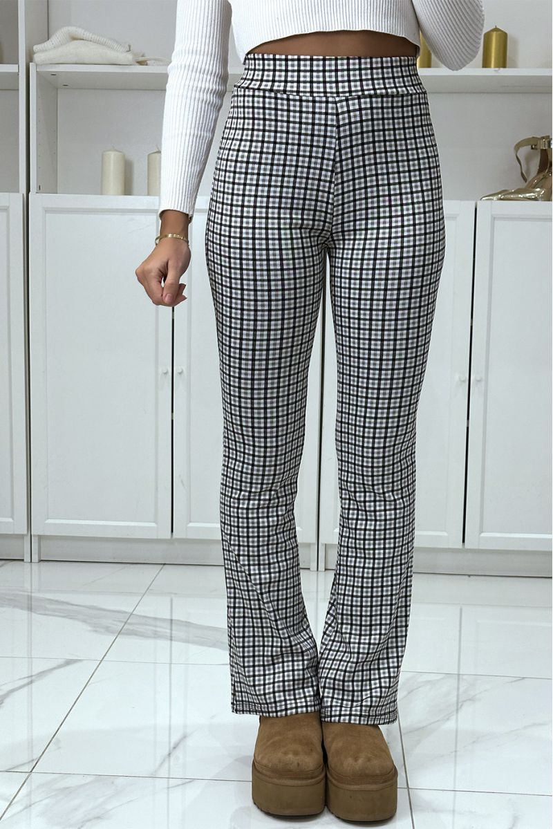White check pattern eph leg trousers - 1