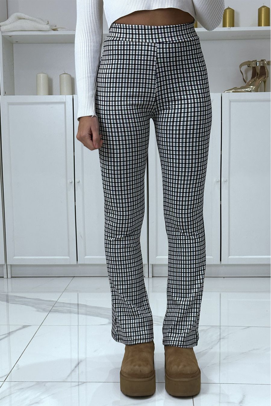 Groene broek met geruit patroon - 1