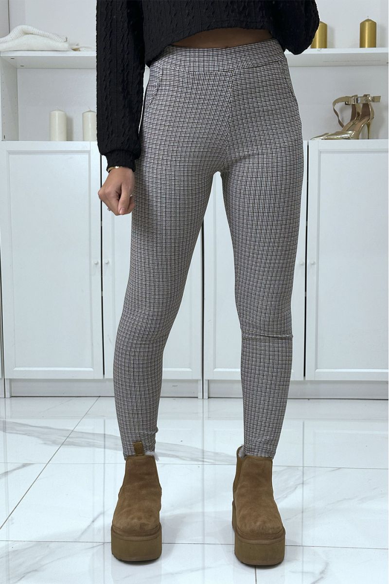Green Houndstooth Stretch Skinny Pants - 1