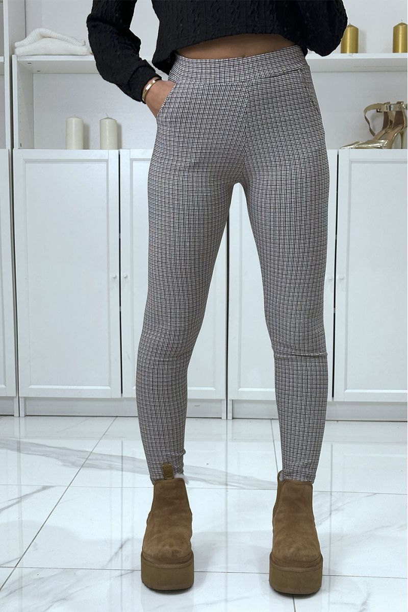 Green Houndstooth Stretch Skinny Pants - 2