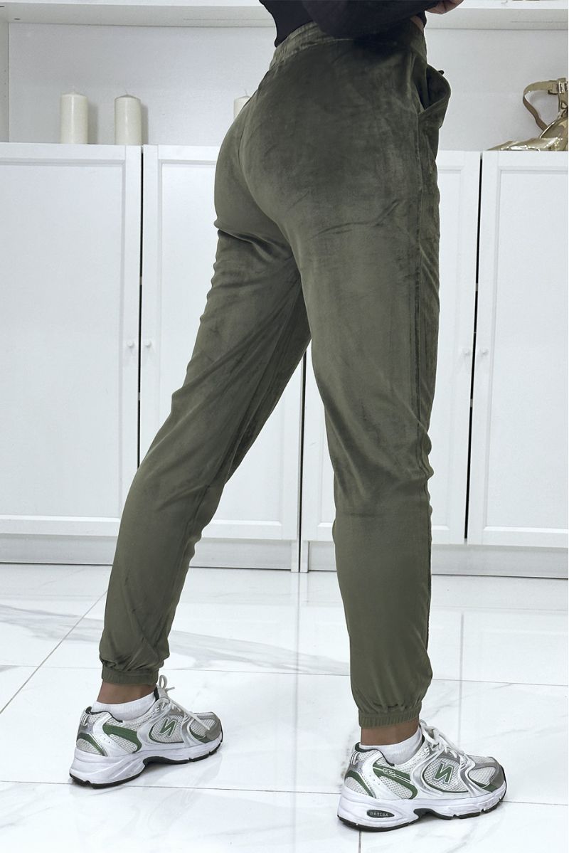 Kaki perzikkleurige joggingbroek met zakken - 3
