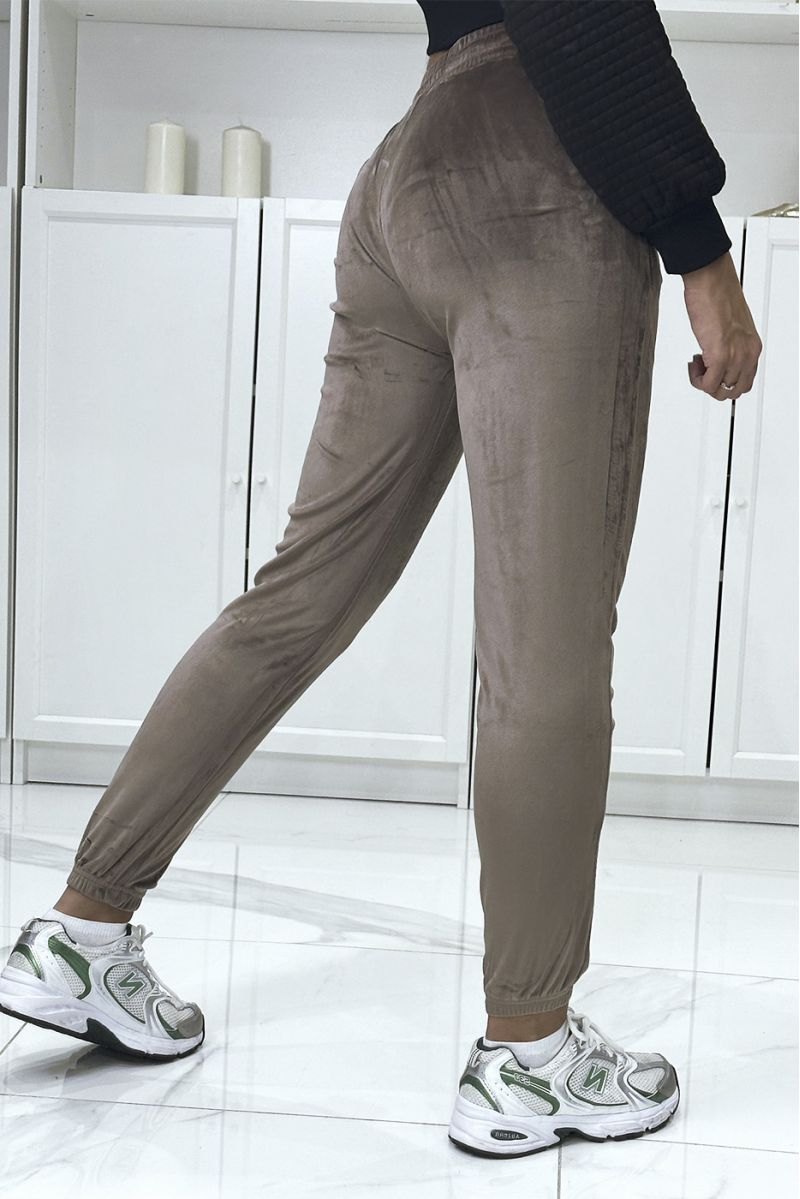 Taupe perzikkleurige joggingbroek met zakken - 4