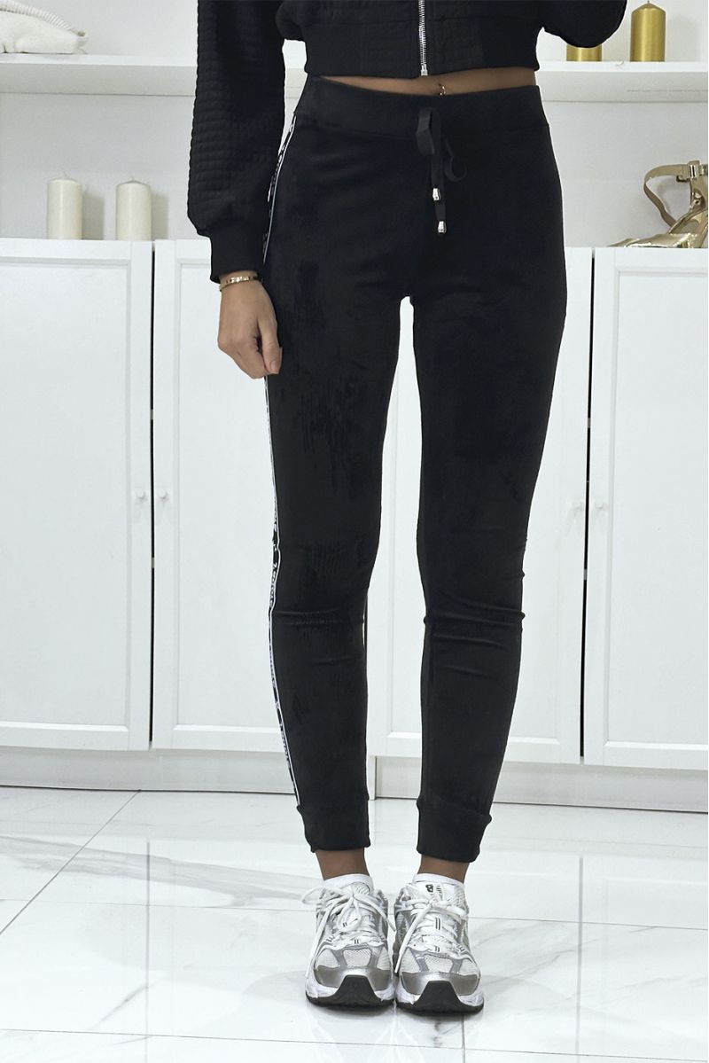 Black joggers in peach skin with bands j'adore - 3