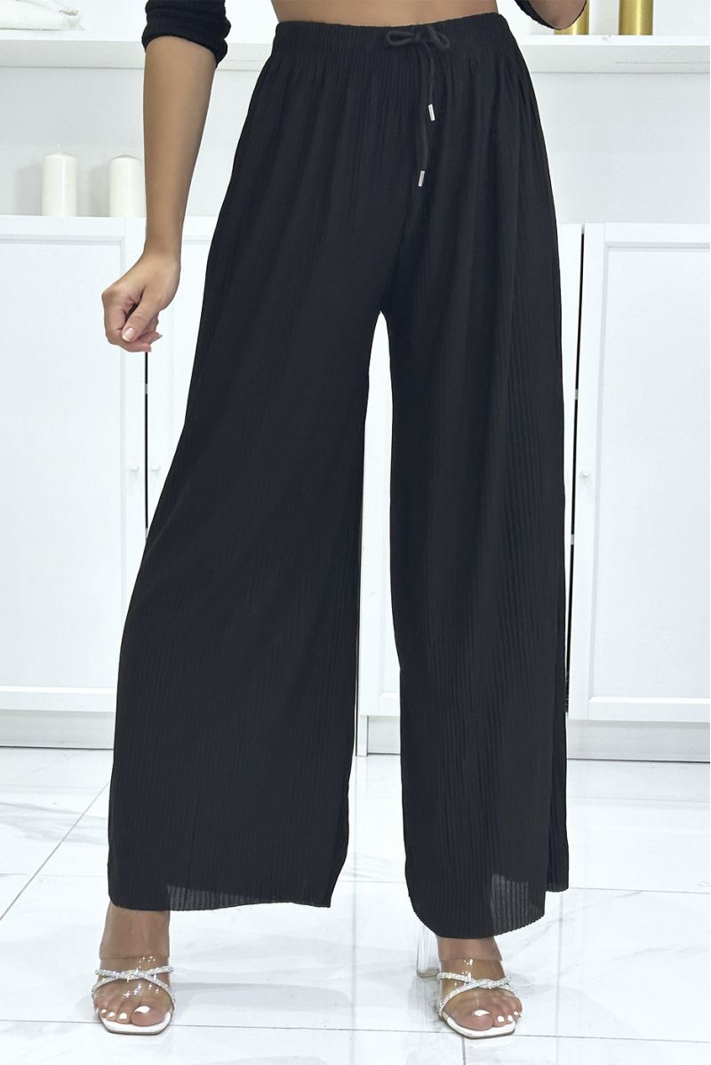 Pantalon palazzo plissé noir très tendance - 3 Pantalon palazzo plissé noir très tendance - 3