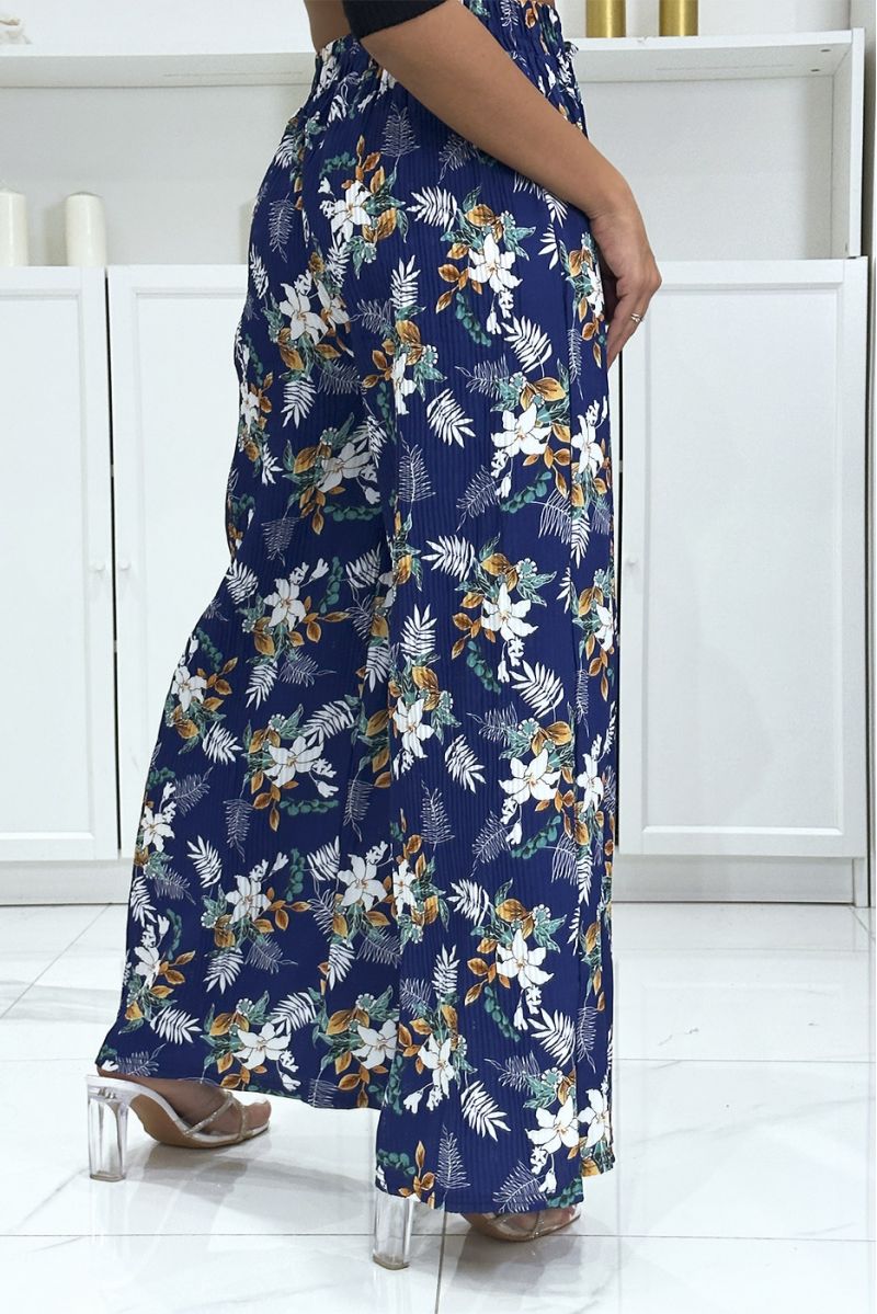 Royal pleated palazzo pants with floral pattern - 1