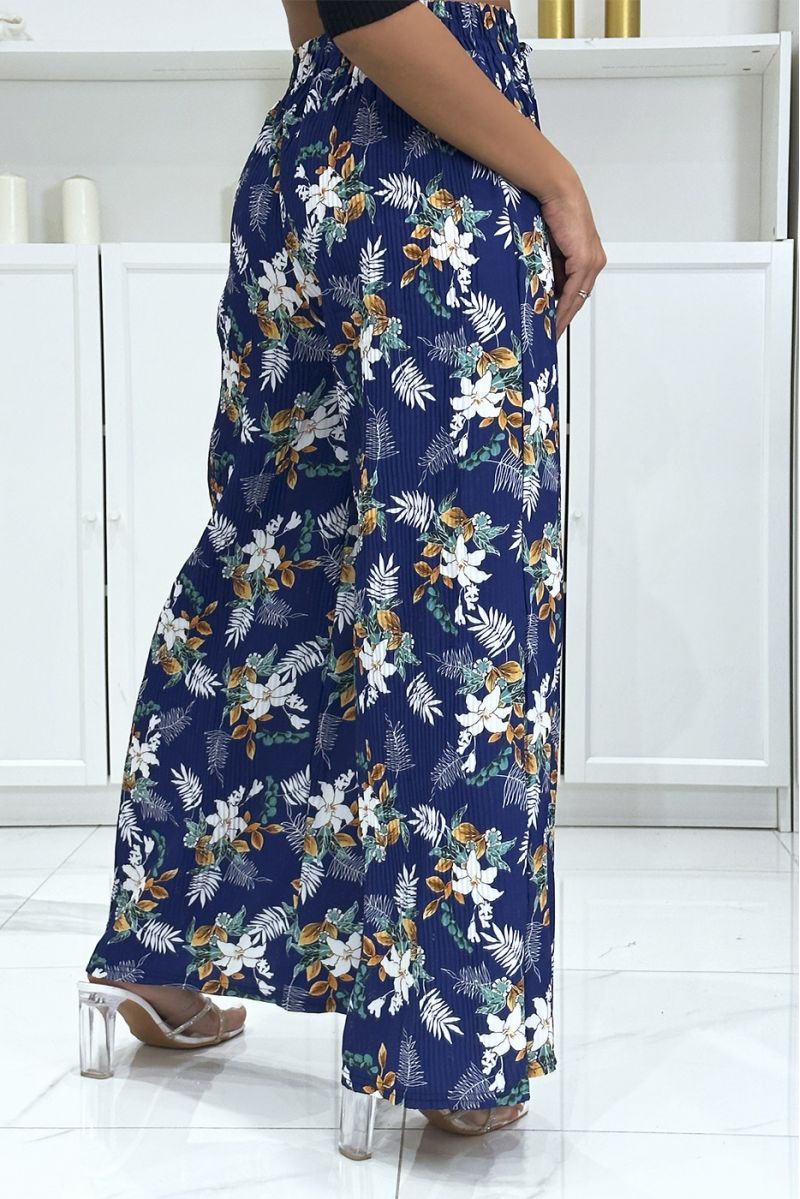 Royal pleated palazzo pants with floral pattern - 2