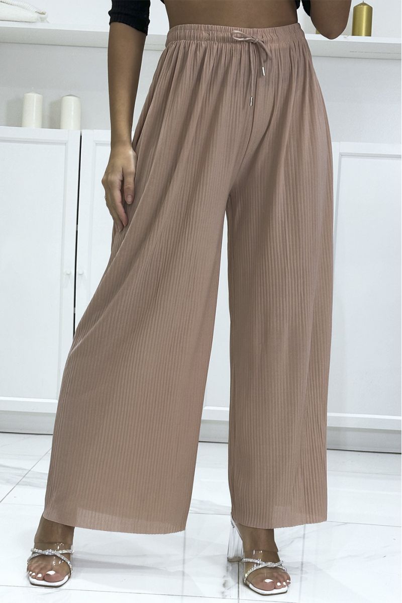 Trendy pink pleated palazzo pants - 3