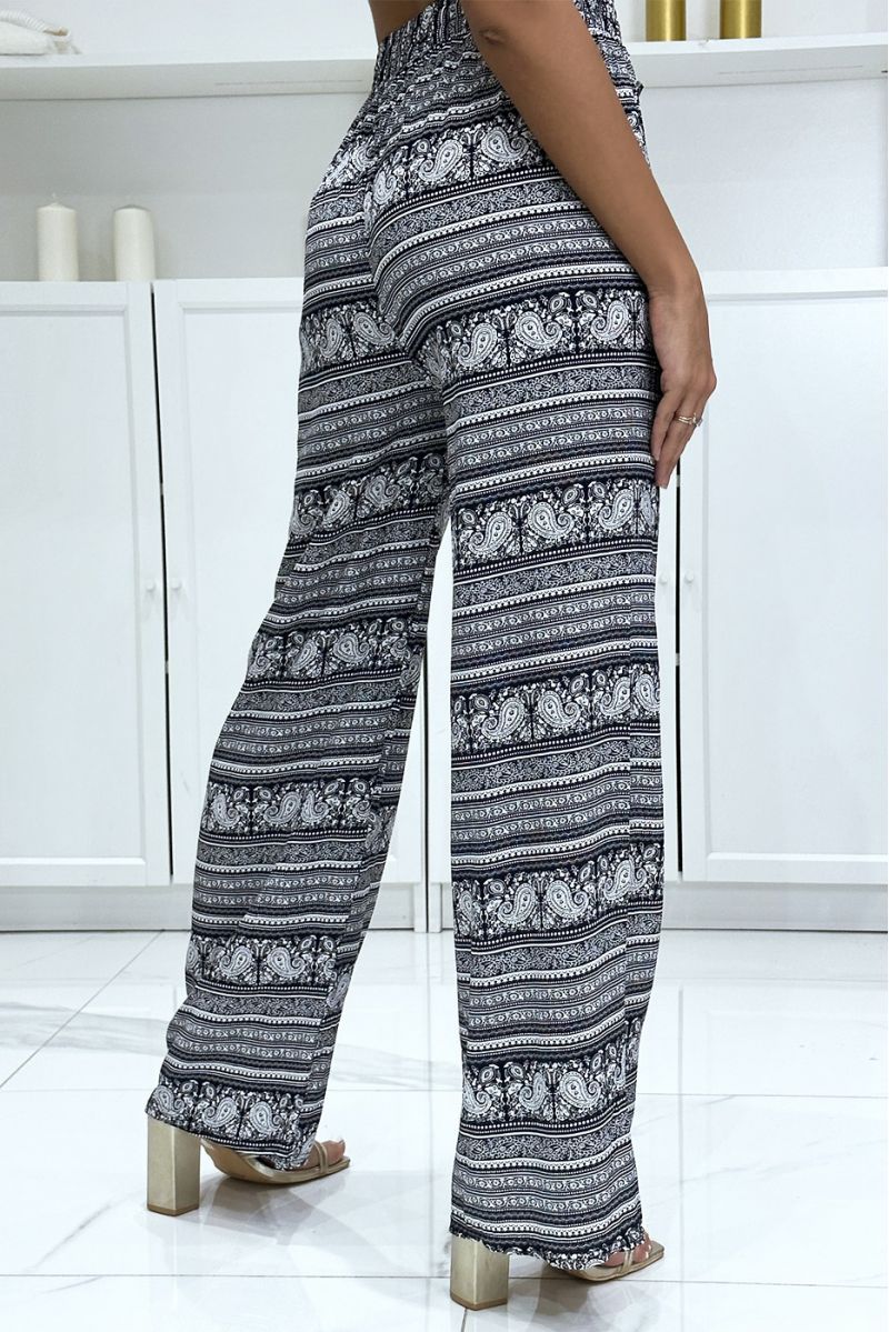 Black and white patterned palazzo pants - 1