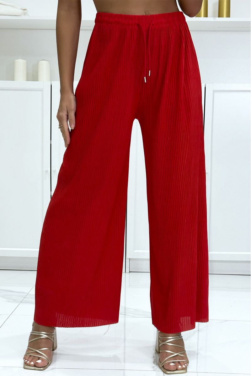 Pantalon palazzo rouge plissé très tendance - 3