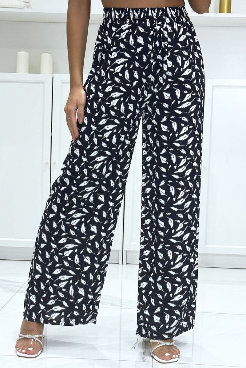 PaNMalon palazzo marine en coton motif feuilles - 3