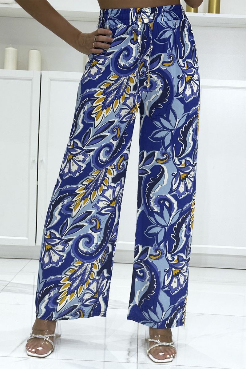 Pantalon palazzo royal en coton avec joli motif - 2