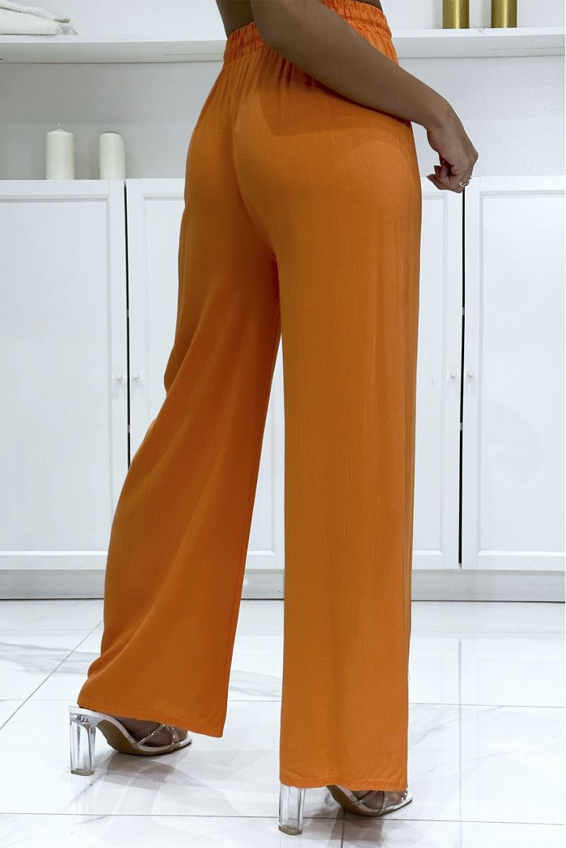 Orange palazzo trousers in plain cotton - 1