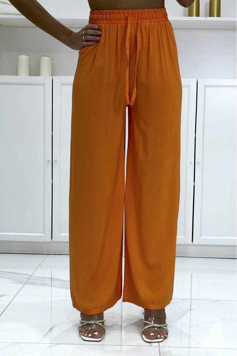Orange palazzo trousers in plain cotton - 2