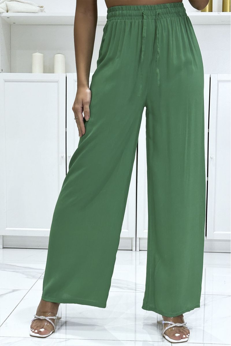 Green cotton palazzo pants - 3