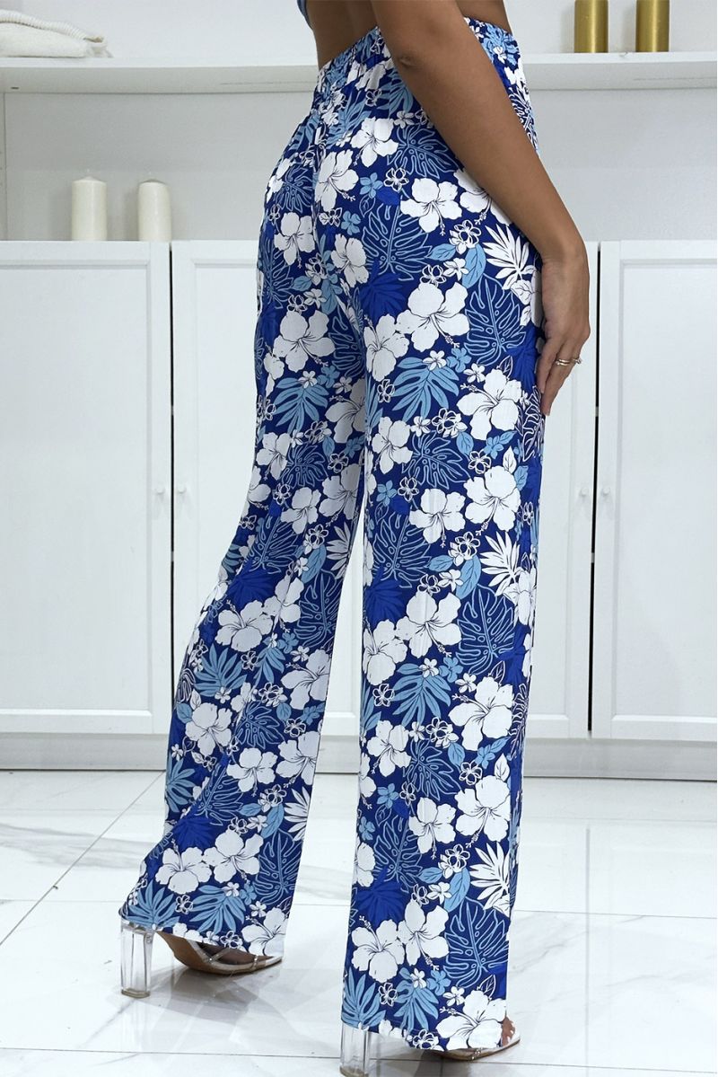 Royal floral and leaf pattern palazzo pants - 1
