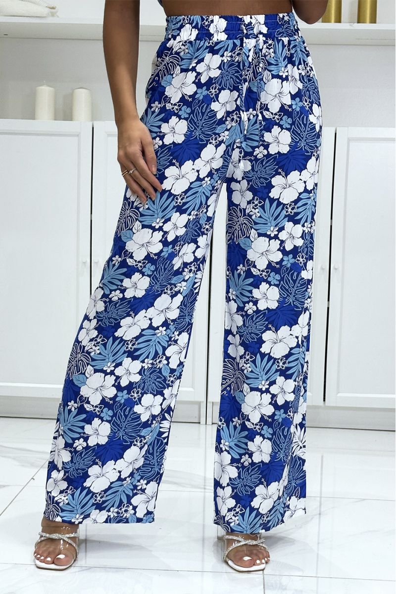 Royal floral and leaf pattern palazzo pants - 3