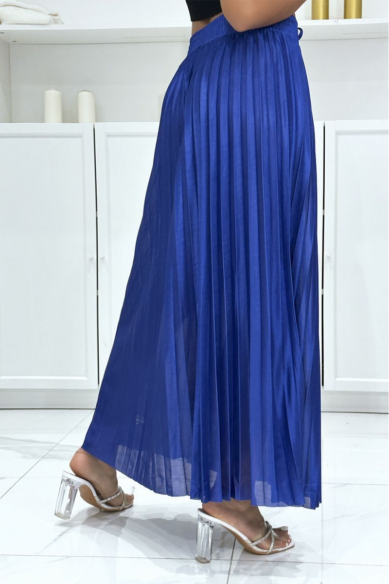 Very chic long royal satin pleated skirt - 1
