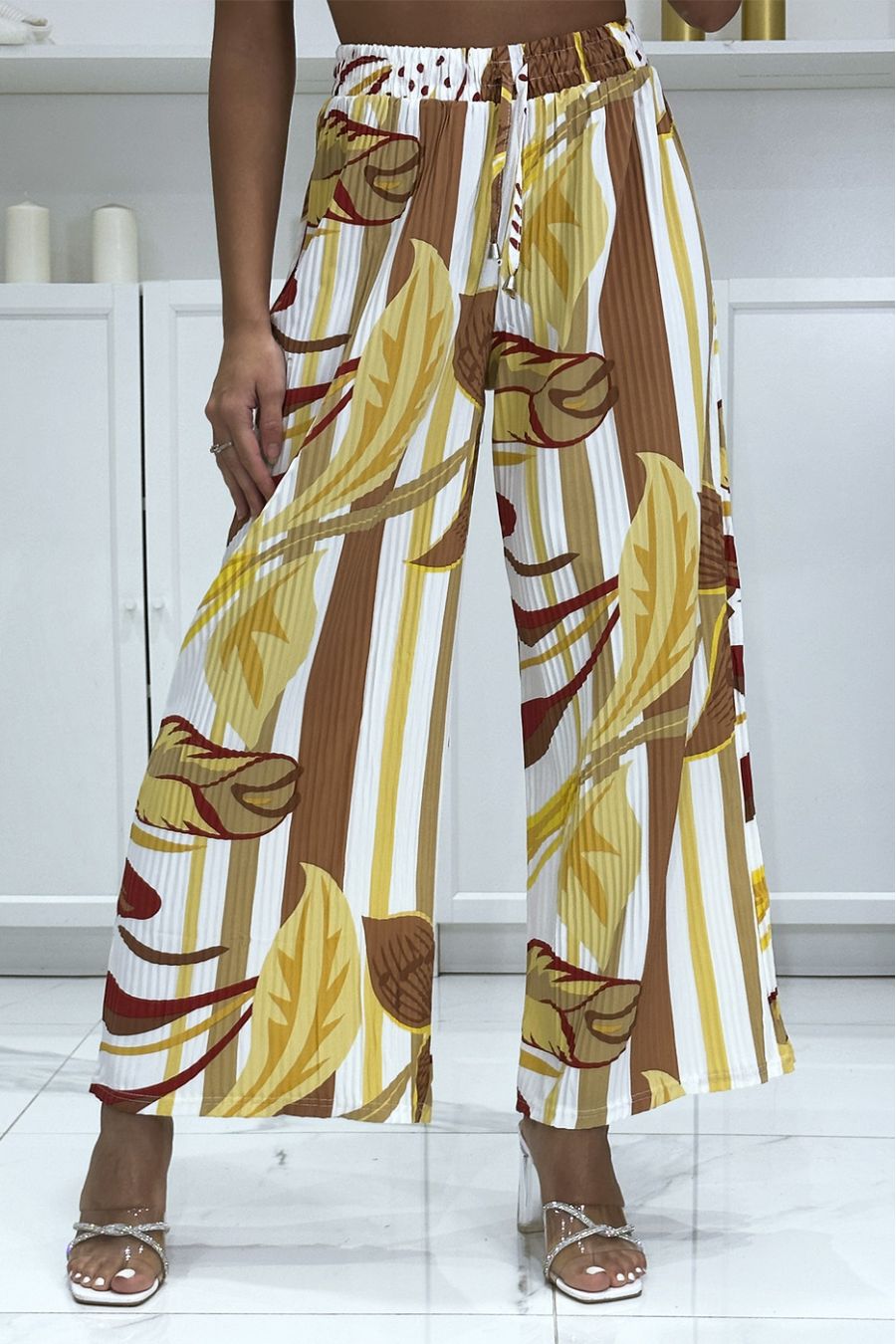 Gold pleated clearance palazzo pants