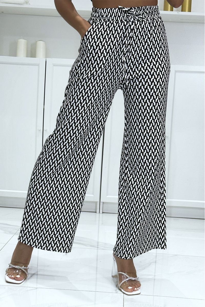 Very chic palazzo pants with black and white pattern - 2
